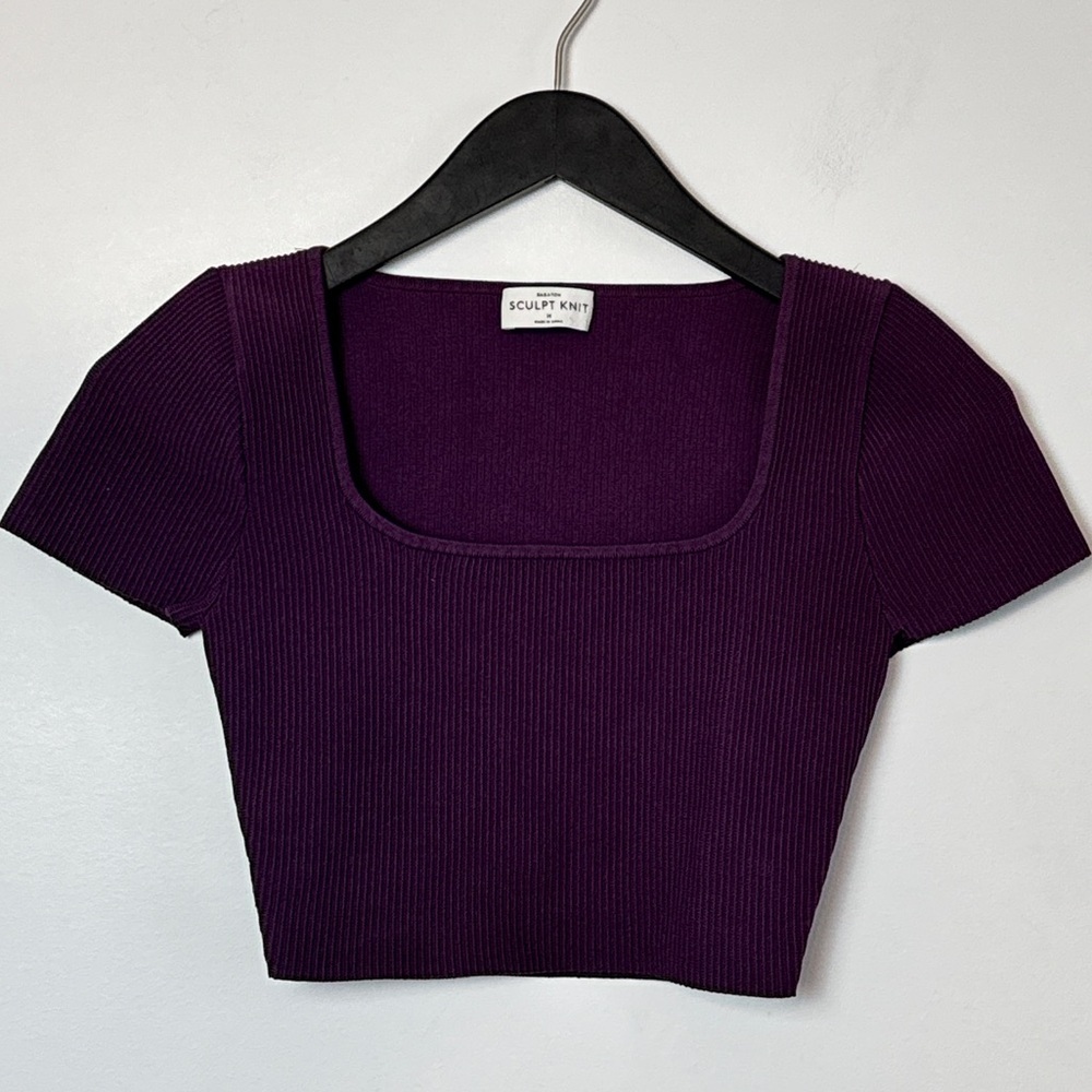 BABATON (Aritzia) Sculpt Knit Short Sleeve Crop Top. Ribbed. Medium. - Picture 9 of 9